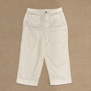 Talbots Women's White High Waist Wide Crop Pants